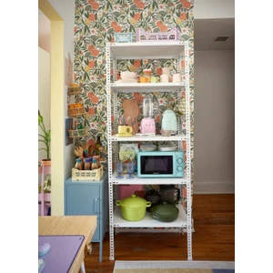 5 Katlı Beyaz Renk Çelik Raf - Çiçeklik Rafı, Ofis Rafı - 43x93 cm-200 cm-0.70 mm