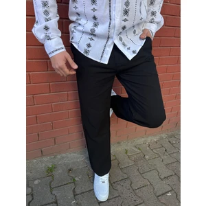 Keten Kumaş Fermuarlı Düğmeli Baggy Pantolon