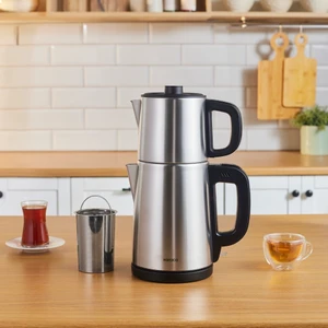 Teabig Xl 2 In 1 Çelik Çay Makinesi Ve Su Isıtıcı Inox