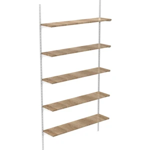 5 Katlı Kitaplık - Ahşap Duvar Rafı, Dekoratif Raf - Beyaz-30x60 cm