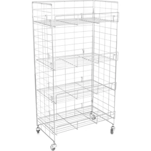 4 Katlı Aksiyon Sepet - Katlanır Tekerli Tel Stand