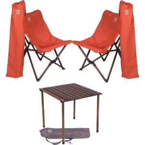 Bag The Joy Ahşap Katlanır Masa Sandalye Seti Antrasit - Kiremit Kılıf 60X60X55 Antrasit Masa