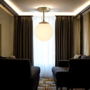 Osc Home Aydınlatma Tasarım Spor Eskitme Beyaz Camlı Tavan Plofonyer Tekli Avize