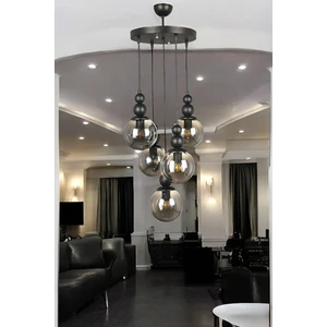 Osc Home Aydınlatma Tasarım Spor Siyah Avize 5li Füme Cam