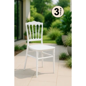 3 Adet Miray Beyaz Pratik Sandalye / Balkon-Bahçe-Mutfak