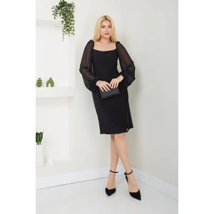 Kadın Giyim Abiye Moda Simli Şifon Kollu Elbise 2713