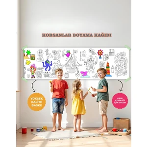 Korsanlar Temalı Dev Boyama Kağıdı 2,5 Metre Rulo Boyama Kağıdı Çocuk Anaokulu ve Kreşler İçin Aktivite  Eğitici Boyama