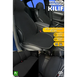 Oto Koltuk Koruyucu Kılıf Set Siyah Universal 2+3 Parça Ön Arka