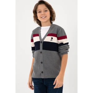 U.S. Polo Assn. Erkek Çocuk Açık Gri Melanj Hırka (Triko) 50295507-VR091