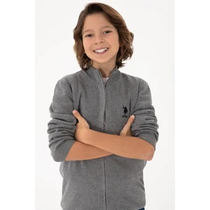 U.S. Polo Assn. Erkek Çocuk Gri Melanj Hırka (Triko) 50295560-VR086