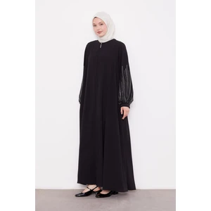 Siyah Kolları Taş Detay Ferace