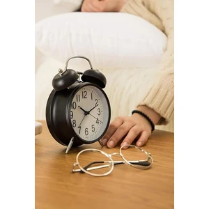 Büyük Boy Siyah Masa Saati Çift Çanlı Nostaljik Premium Kalite Mutfak Saati Işıklı Salon Saati