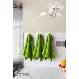 6'lı Yeşil 30X50CM El ve Yüz Havlu Seti | Mutfak Havlusu %100 Pamuk 50GR
