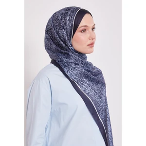 Lacivert Baskılı Hint Ipeği Şal