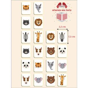 Zeka Kartları Eşleştirme Oyunu Sevimli Hayvan Hafıza Kartı Ahşap Eğitici Puzzle Oyuncak (5,5x7,5 Cm)