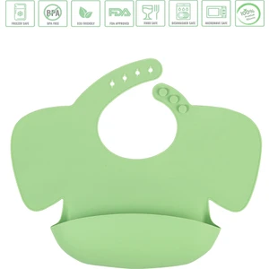 Premium Bebek, Çocuk BPA Free Silikon Mama Önlüğü - Güvenli Beslenme  - 6 Ay + için  / Yeşil Renk