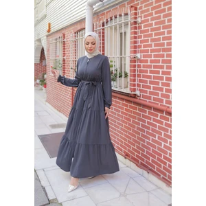 Kadeem Giyim 3 Kat Eteği Büzgülü Ferace Medine Ipeği Kumaş