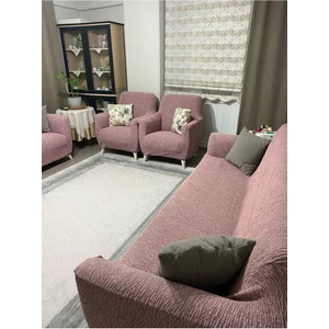 Düz Desen Jakarlı 3311 Koltuk Örtüsü.lastikli Kanepe Çekyat Örtüsü.koltuk Kılıfı Takımı. Gül Kurusu