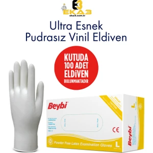 Beybi Pudrasız Lateks Eldiven / Vinil Eldiven / 100'LÜ Paket / Pudrasız Eldiven / Eldiven