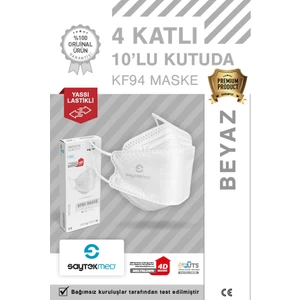 KF94 Kore Tipi 4 Katlı Beyaz Maske Tekli Poşet, Uv Steril (10 Adet/1 Kutu)