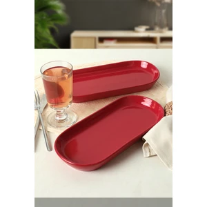 Kırmızı Noyan Kayık Tabak 2 Adet 26 cm 506