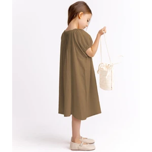 Nervüllü Keten Elbise 2-7 Yaş Caramel