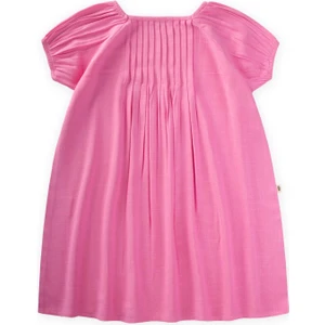 Nervüllü Keten Elbise 2-7 Yaş Pembe