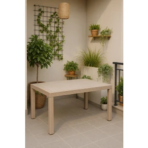 Rattan 90X150 Camsız Cappucino Masa - Bahçe&balkon&teras
