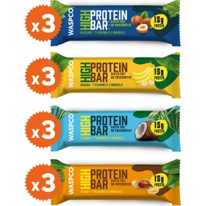 Waspco Yüksek Protein Bar 50g Karma Kutu 12 Adet (4 Çeşit)