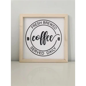 Doğal Ahşap Kenarlı Kahve Köşesi Coffee Duvar Dekoru Salon Oturma Yatak Odası Mutfak Için Tablo Seti