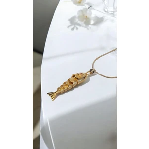 Premium Seri Paslanmaz Çelik Gold Balık Kolye