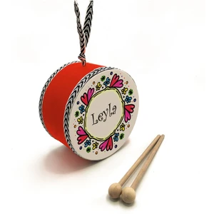 Kalpli Çerçeveli, Isim Yazılı , Gerçek Deri, Oyuncak Çocuk Davulu