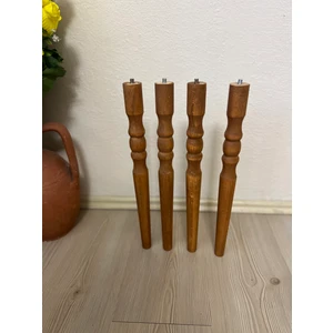 50 cm Açık Meşe Konik Ahşap Ayak (4'lü) Torna, Sehpa Ayagi  Puf & Tabure Ayağı Aparatlar ve Vidalar Dahil
