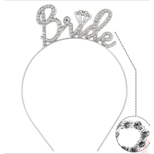 Taşlı Metal Bride Taç Kristal Parlak Taşlı Bride Taç Bekarlığa Veda Partisi Tacı