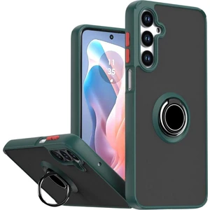 Samsung Galaxy A34 Uyumlu Kılıf Yüzüklü Standlı Extra Darbe Koruma Sert Silikon Kapak - Yeşil