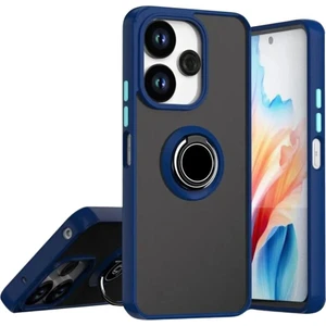 Redmi Note 14 5g Uyumlu Kılıf Yüzüklü Standlı Extra Darbe Koruma Sert Silikon Kapak - Lacivert