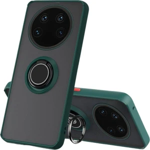 Xiaomi 14 Ultra Uyumlu Kılıf Yüzüklü Standlı Extra Darbe Koruma Sert Silikon Kapak - Yeşil