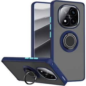 Redmi Note 14 Pro 4g Uyumlu Kılıf Yüzüklü Standlı Extra Darbe Koruma Sert Silikon Kapak - Lacivert