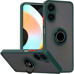 Vivo Y36 Uyumlu Kılıf Yüzüklü Standlı Extra Darbe Koruma Sert Silikon Kapak - Yeşil