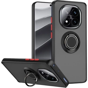 Redmi Note 14 Pro 5g Uyumlu Kılıf Yüzüklü Standlı Extra Darbe Koruma Sert Silikon Kapak - Siyah