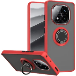 Redmi Note 14 Pro Plus Uyumlu Kılıf Yüzüklü Standlı Extra Darbe Koruma Sert Silikon Kapak - Kırmızı