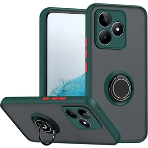 Realme C51 Uyumlu Kılıf Yüzüklü Standlı Extra Darbe Koruma Sert Silikon Kapak - Yeşil