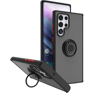 Samsung Galaxy S25 Ultra Uyumlu Kılıf Yüzüklü Standlı Extra Darbe Koruma Sert Silikon Kapak - Siyah