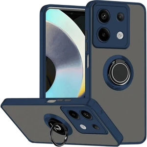 Infinix Note 30 4g Uyumlu Kılıf Yüzüklü Standlı Extra Darbe Koruma Sert Silikon Kapak - Lacivert