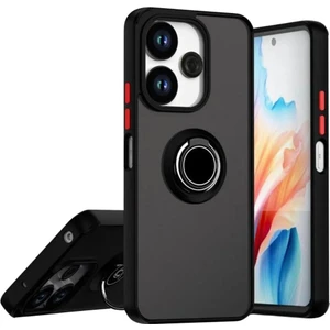 Redmi Note 14 4g Uyumlu Kılıf Yüzüklü Standlı Extra Darbe Koruma Sert Silikon Kapak - Siyah