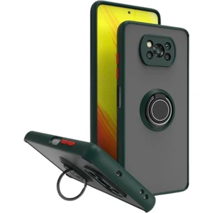 Poco X3 Pro Uyumlu Kılıf Yüzüklü Standlı Extra Darbe Koruma Sert Silikon Kapak - Yeşil