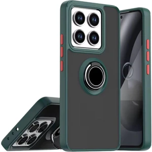 Xiaomi 14T Uyumlu Kılıf Yüzüklü Standlı Extra Darbe Koruma Sert Silikon Kapak - Yeşil