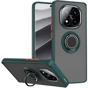 Redmi Note 14 Pro 5g Uyumlu Kılıf Yüzüklü Standlı Extra Darbe Koruma Sert Silikon Kapak - Yeşil