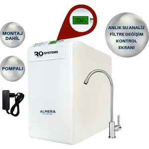 ALMERA SU ARITMA (MONTAJ DAHİL) R.O. Systems Pompalı Dijital Ekranlı Ekstra Ph Alkali Mineral Eklentili Çelik Tanklı R.O. Su Arıtma Cihazı
