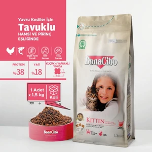 Bonacibo Kitten Tavuklu ve Hamsili Kuru Kedi Maması 1,5 Kg